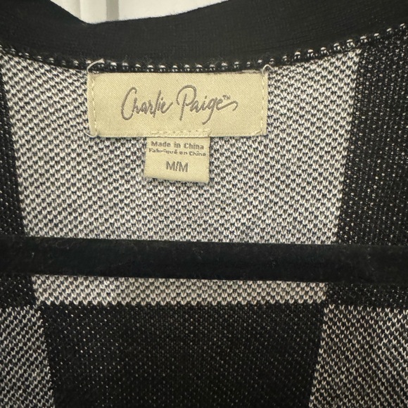4/$30 Charlie Paige long open dust Cardigan in buffalo check plaid size M - Picture 3 of 6
